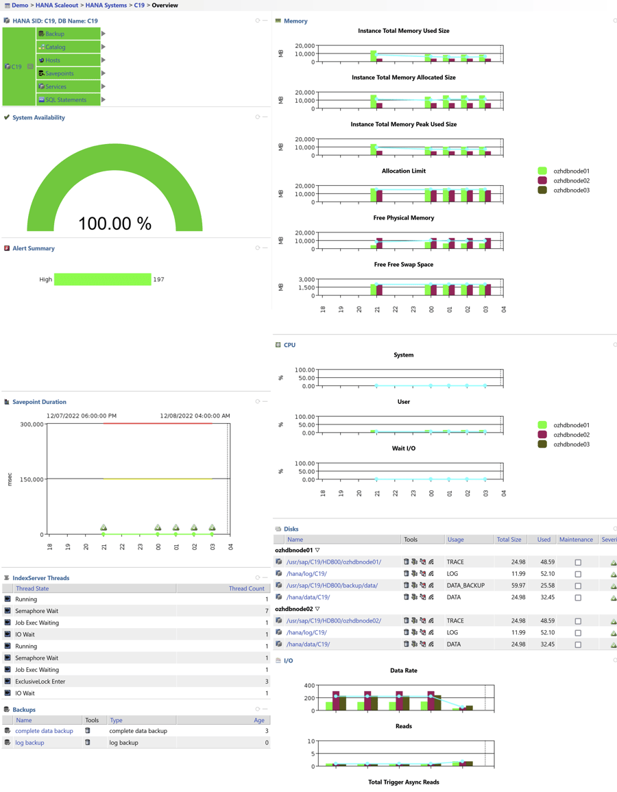 HANA Overview Dashboard