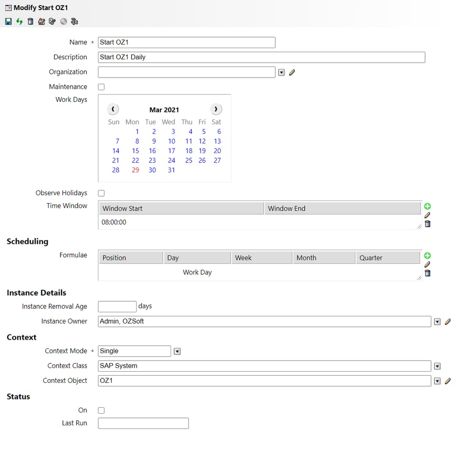 Automated Snoozing of SAP Systems - Schedule Window in IT-Conductor