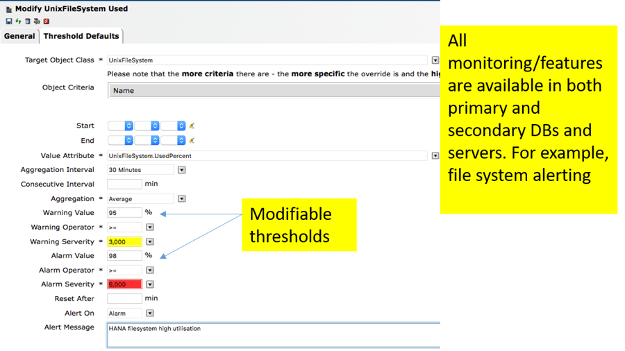 IT-Conductor HANA Monitoring HA/DR Definition Site2 Monitor Thresholds