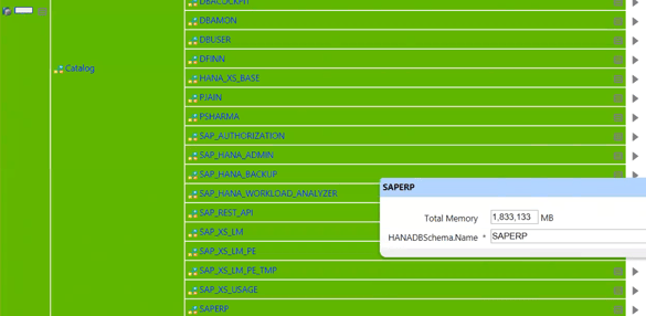 IT-Conductor SAP HANA Catalog Schema Size