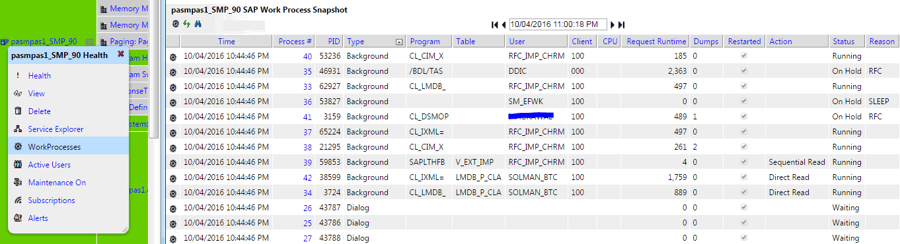 IT-Conductor SAP Work Processes Snapshot