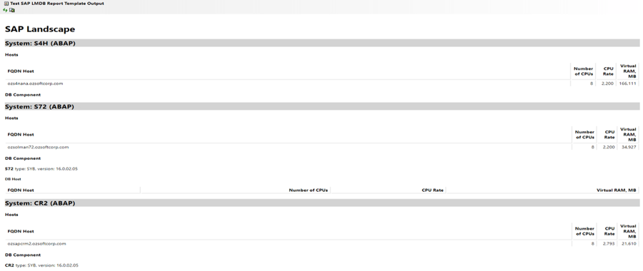SAP Landscape Report