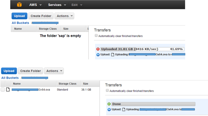 SAP on AWS Image Transfer to AWS S3 Bucket