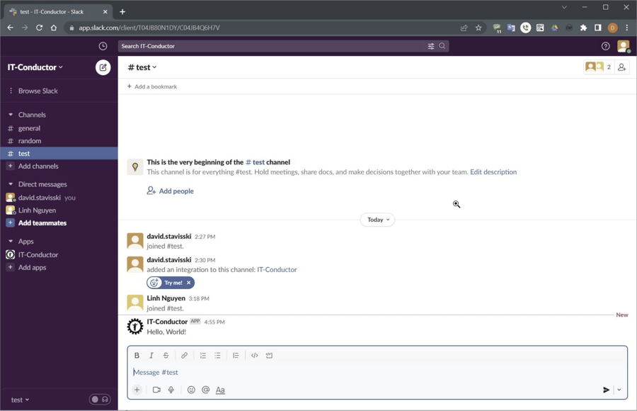 Slack Integration with IT-Conductor
