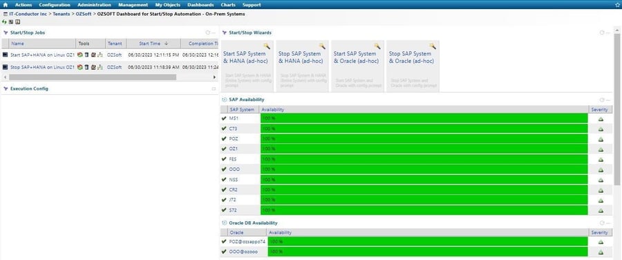 Start_Stop Automation Dashboard in IT-Conductor