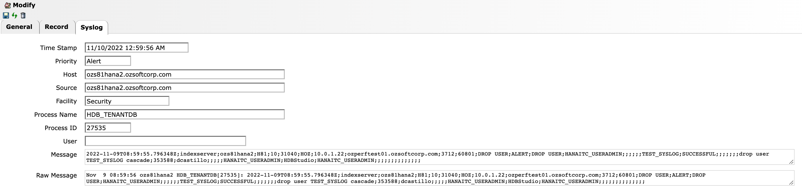 Syslog Message Details