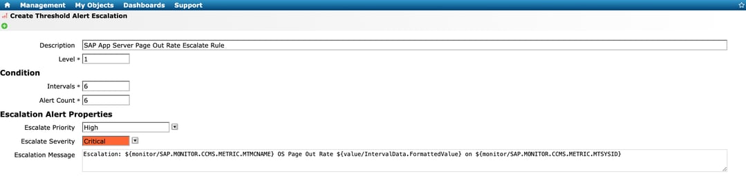 Create Threshold Alert Escalation Wizard