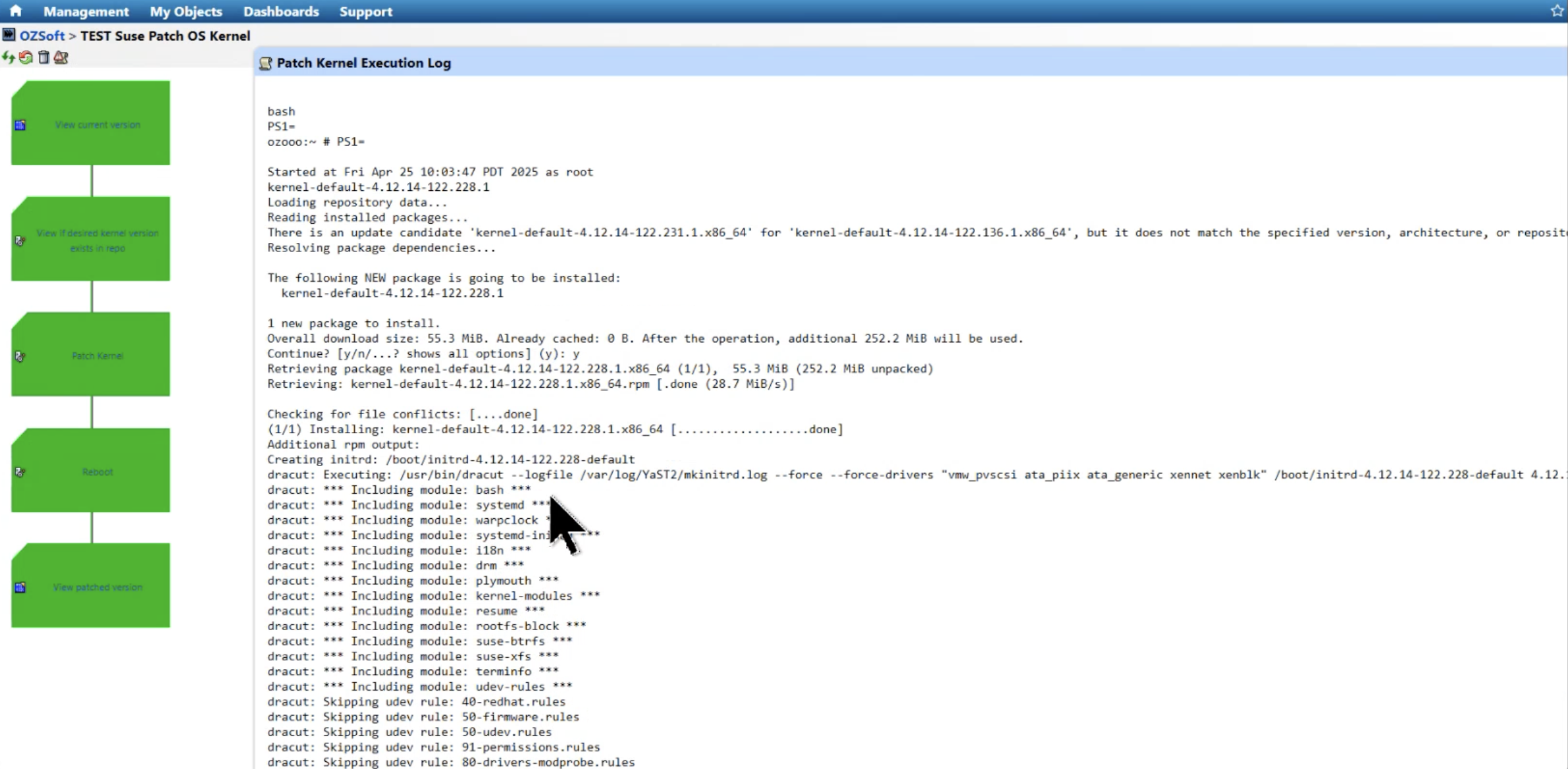 Change Activity Execution Log (Patch OS Kernel)