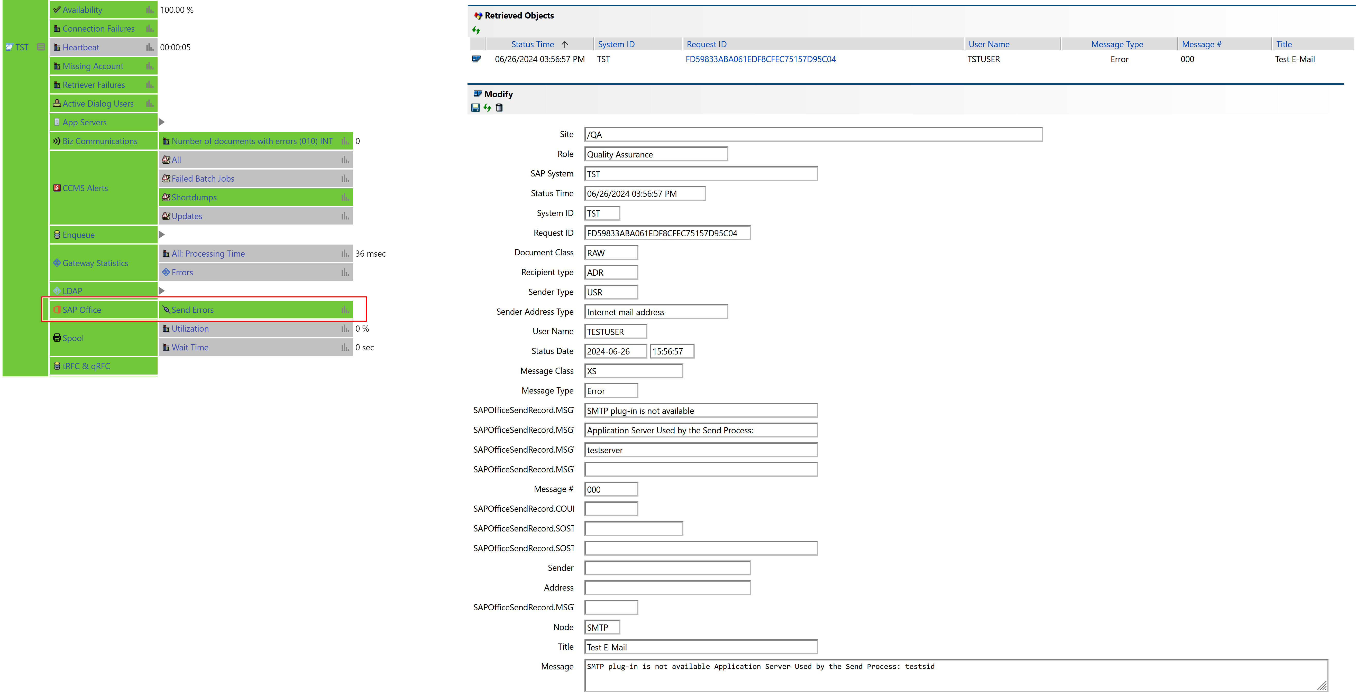 SAPOffice Monitoring in IT-Conductor