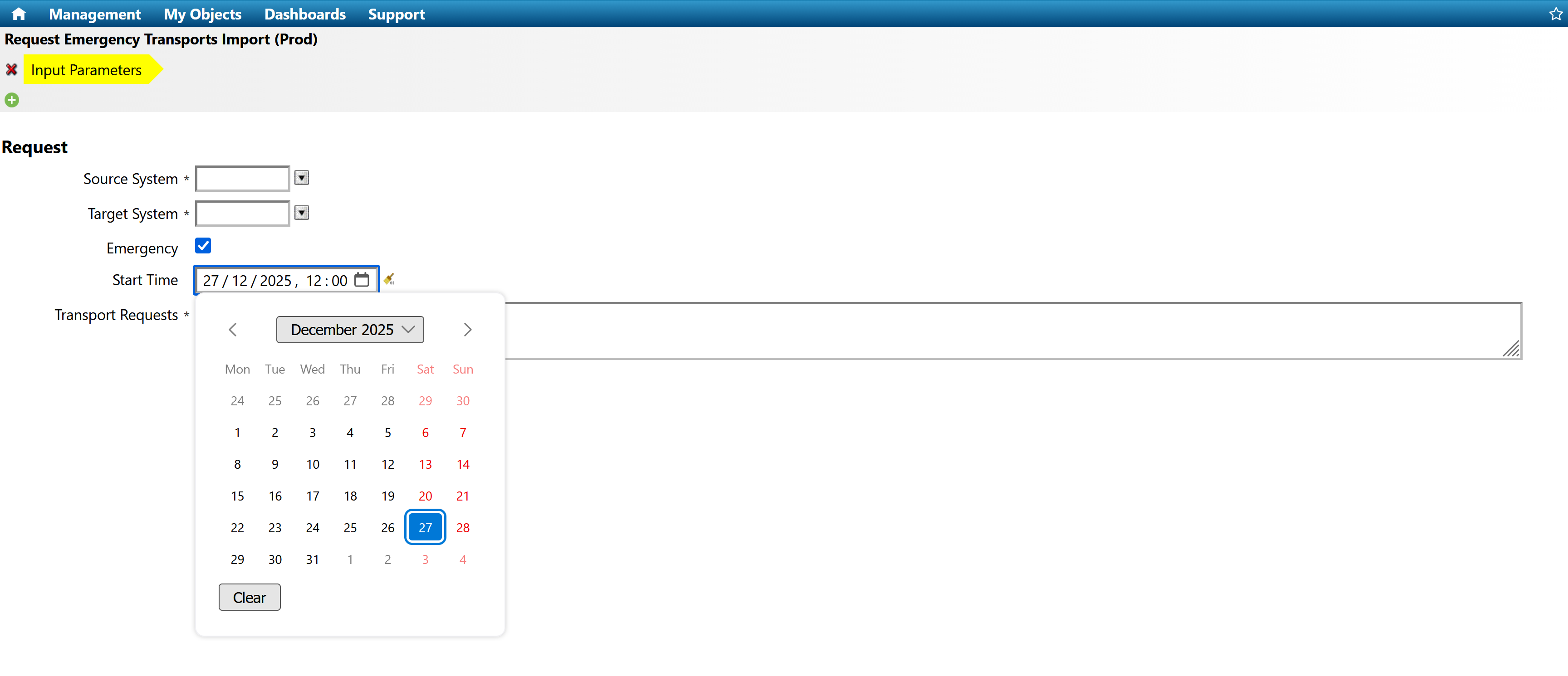 Date and time input controls in IT-Conductor
