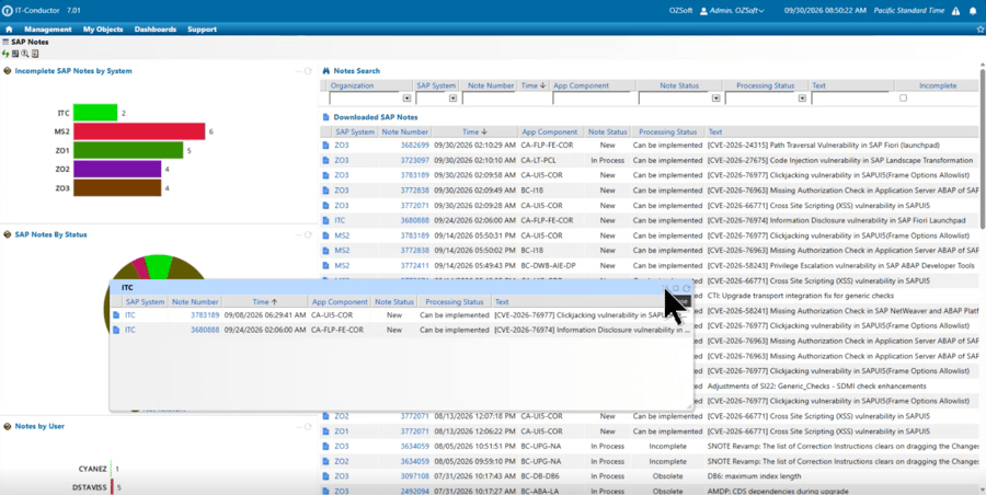Processed SAP Notes