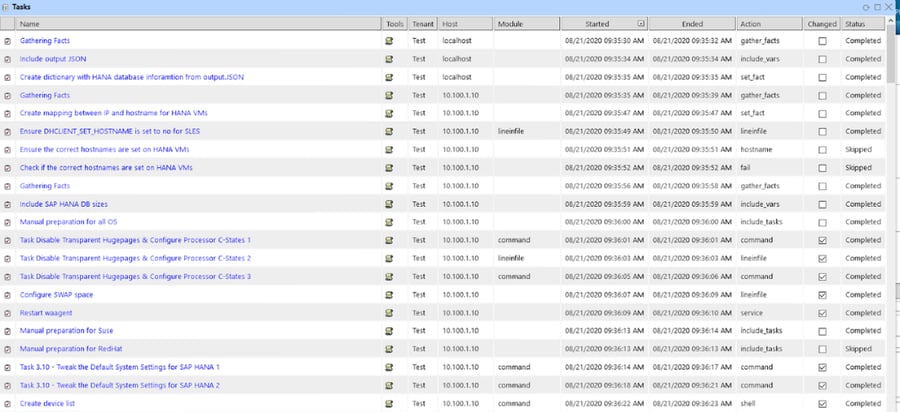 view ansible tasks