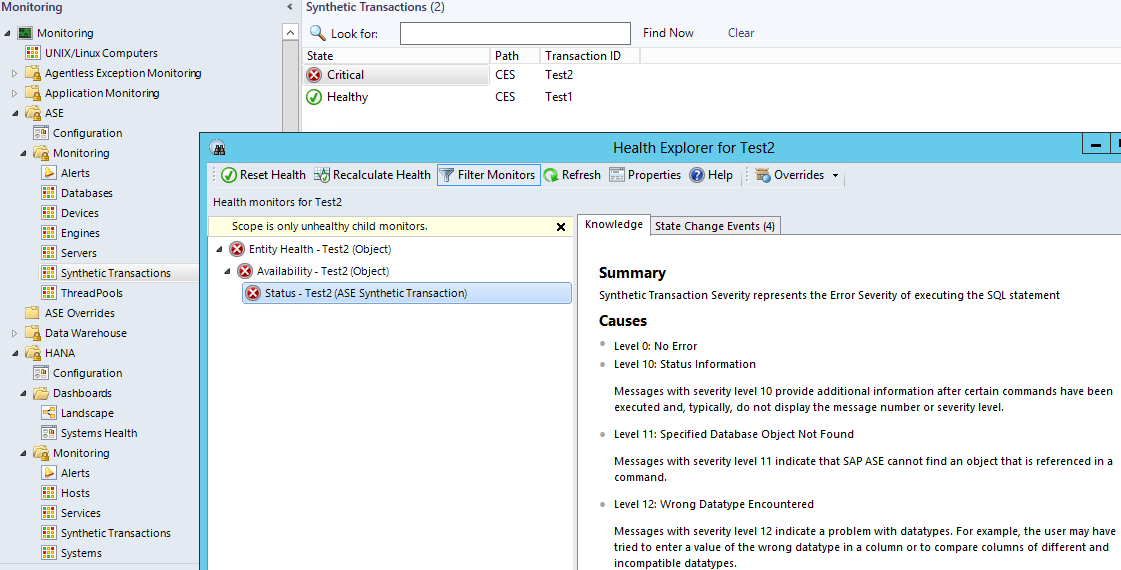 ASE MP for SCOM Monitor Tree and Synthetic Transactions