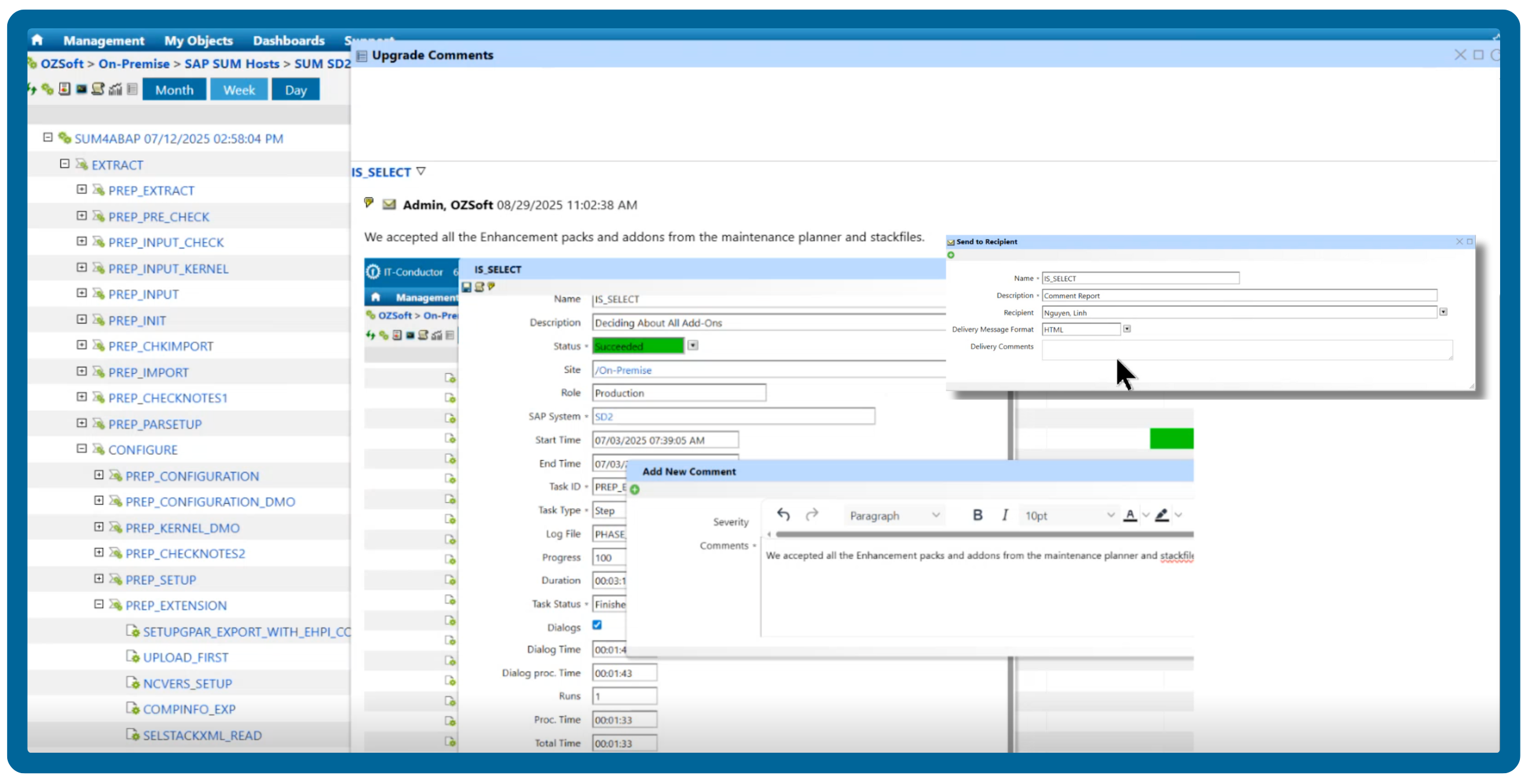 Adding comments and sending to recipients
